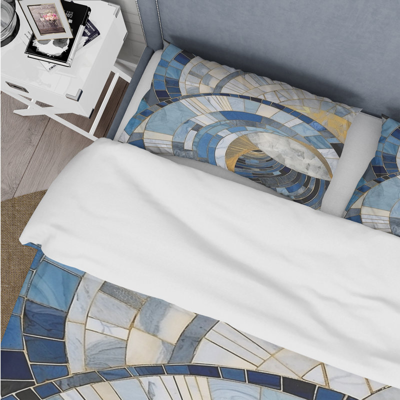 Ensemble de housse de couette Gold Constructing Blue Realms I - Abstract Shapes