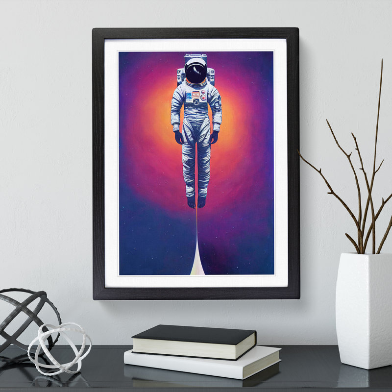 Ascending Astronaut - Single Picture Frame Print, Black, 34cm H x 25cm W