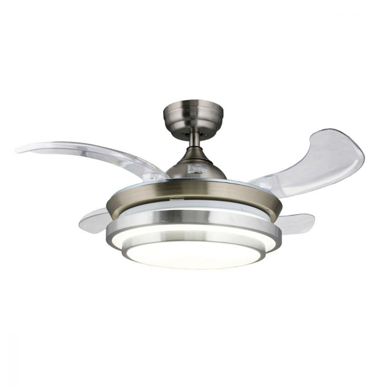 Autry 4 - Blade LED Flush Mount Ceiling Fan with Light Kit Included, 13" H x 17" W x 17" D