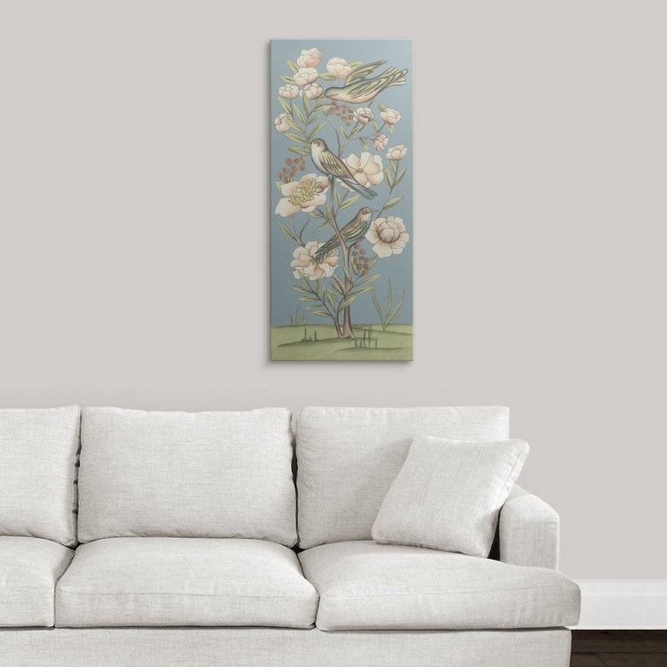 « ii » chariklia zarris, impression Pastel Chinoiserie, Cadre blanc, H 56 po x l 29 po x P 1 po