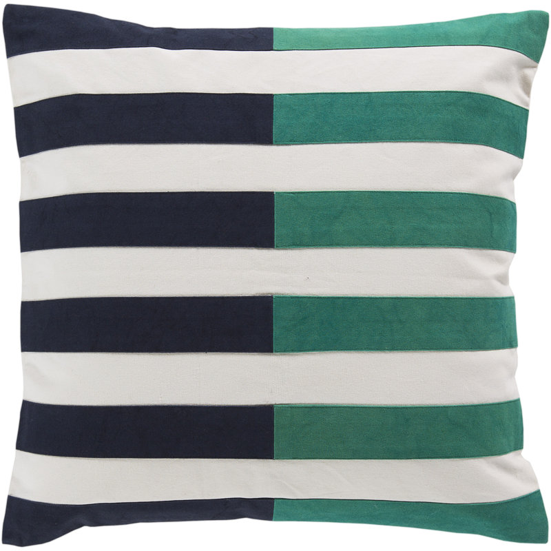 Spellbound Cotton Striped Throw Pillow, Green, 20" H x 20" W x 5" D, Down