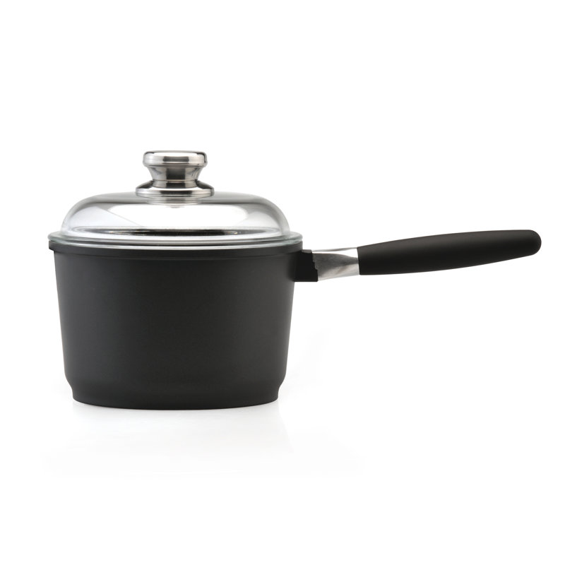 Casserole en céramique antiadhésive en aluminium BergHOFF EuroCast avec couvercle en verre, 1,9 pte