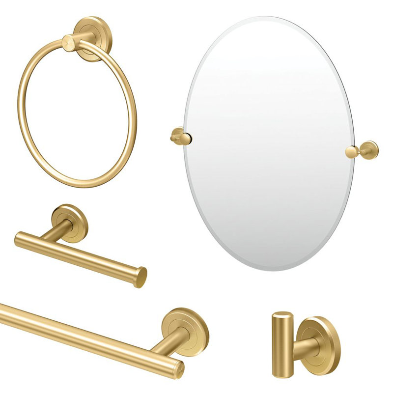 Latitude2 5 - Piece Bathroom Hardware Set, Brushed Brass