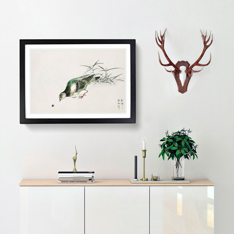 Eastern Turtle Dove by Numata Kashu - Picture Frame Painting Print, 48cm H x 65cm W x 2cm D, Black Framed