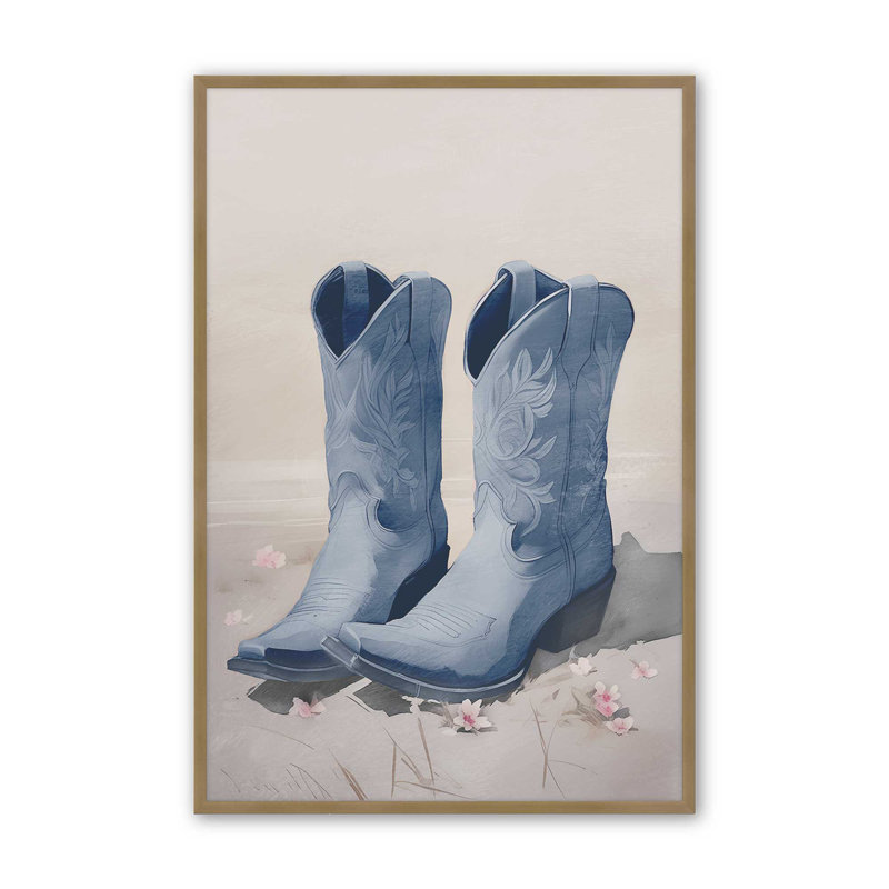 «Cowboy Essentials» en bleu avec imprimé I, Or brossé, H 21,25 po x l 17,25 po