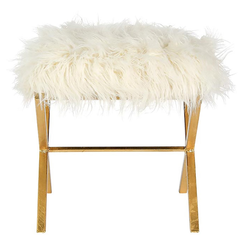 Soho Iron Accent Stool, Gold Leaf