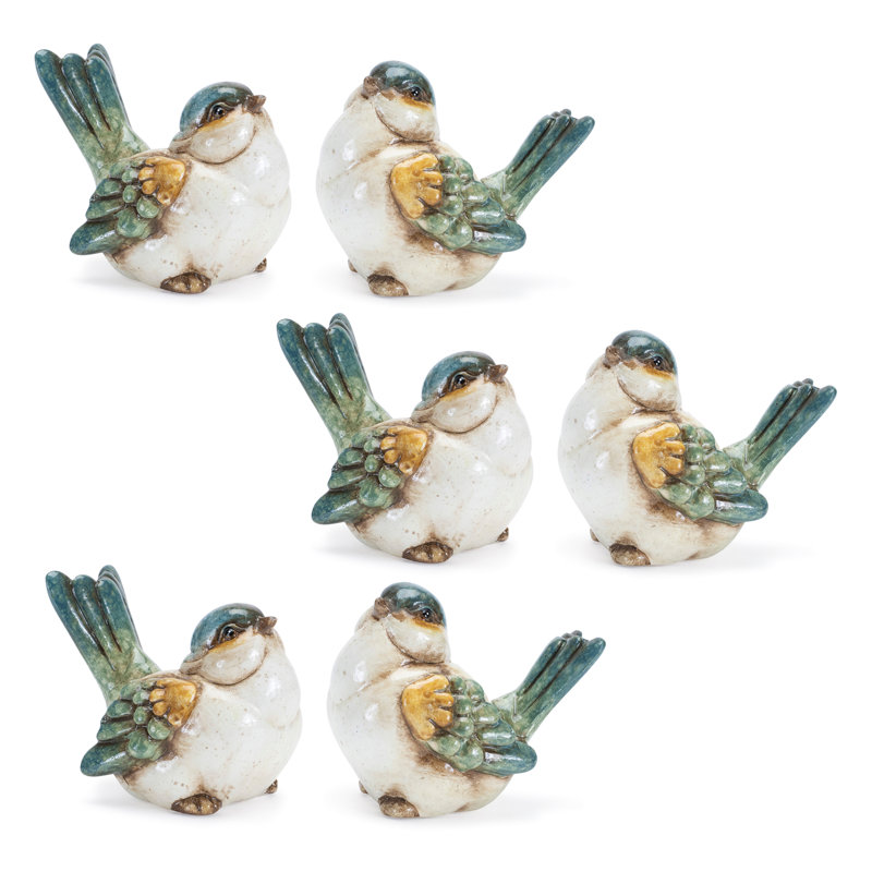 Figurine oiseau en terre cuite (ensemble de 6)