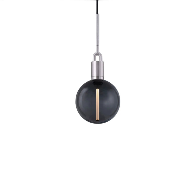 Luminaire suspendu fourche / globe / moyen, Acier / fumé