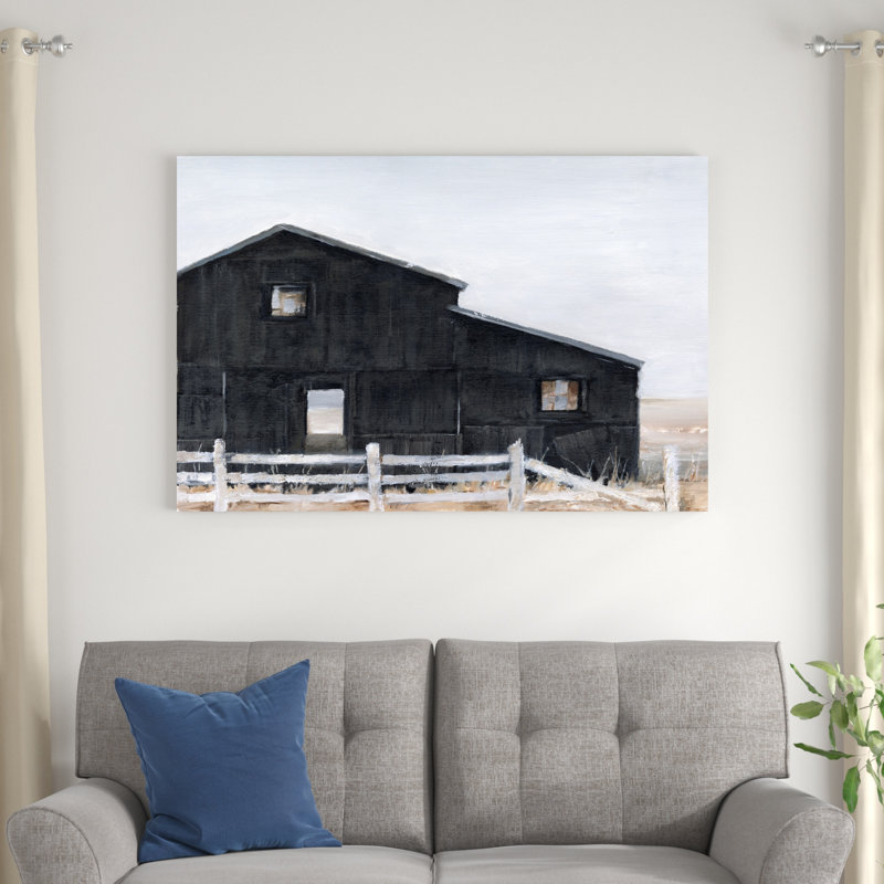" Black Barn I " by Ethan Harper Painting Print, 32" H x 48" W x 1.25" D
