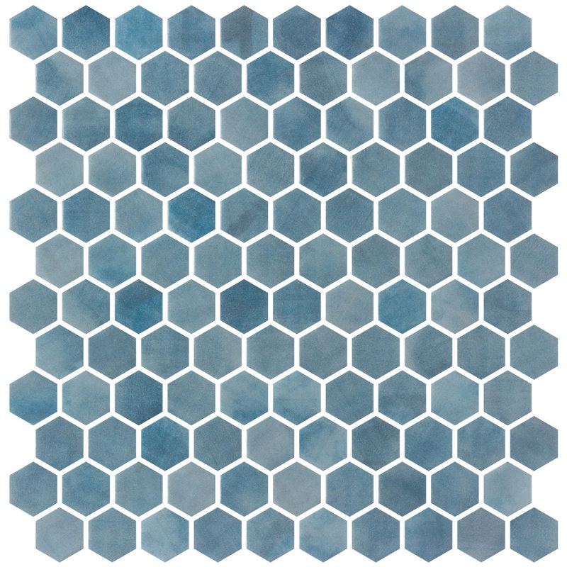 Watelle Honeycomb Marble Look Recycled Matte Glass  Hexagon Mosaic Wall & Floor Mosaic Tile, Fuzze