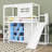 Twin Size Loft Bed With Wardrobe, Wood Loft Frame With Storage Shelves, Slide, Multifunctional Design And LED Light