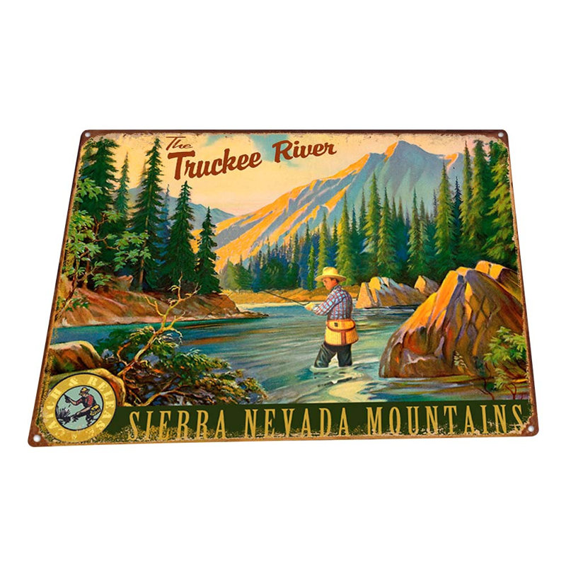 Truckee River Sierra Nevada sur impression métallique, H 11,5 po x l 15,5 po x P 0,04 po