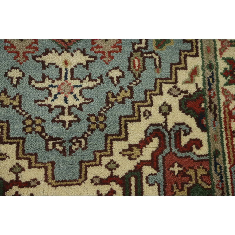 Tapis décoratif en laine bleu clair 3 x 5