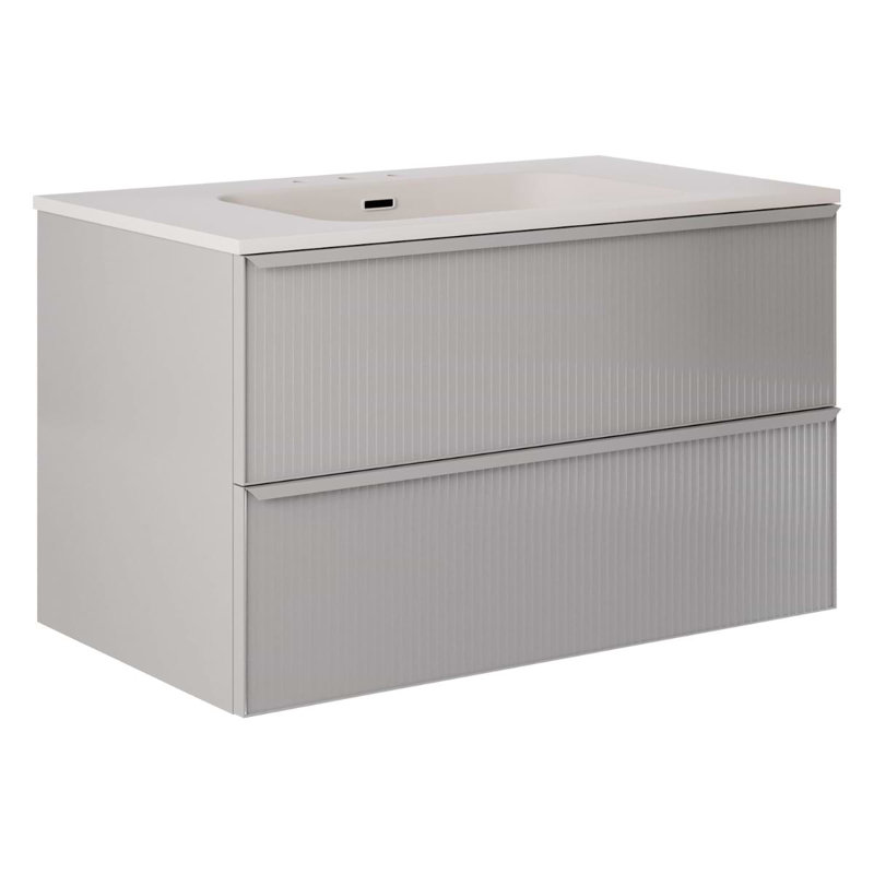 Astor 42" Single Vanity With Integrated White Solid Surfacetop, Pearl, 36"