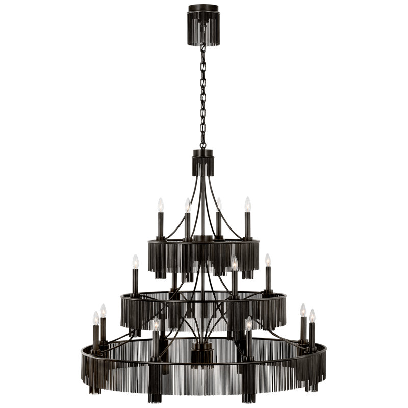Sutton 50" Three Tier Chandelier, Bronze