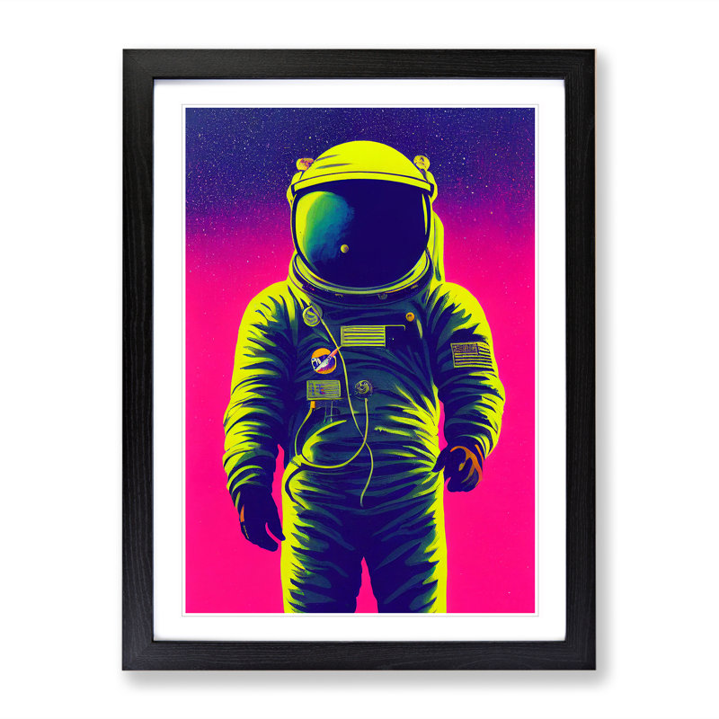 Daring Astronaut - Single Picture Frame Print, 34cm H x 25cm W x 2cm D, Black