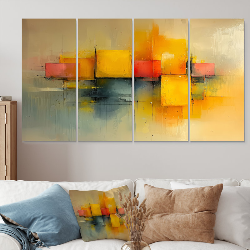 Geometric Pulse Optic Ar V - Pulse Wall Art - Art mural moderne sur toile, 4, H 28 po x l 48 po