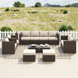 Baecher 11 Piece Wicker Sectional Seating Group with Cushions (Fully Assembled)