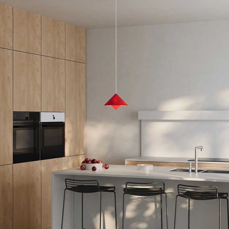 Jai Pendant Light, 17'' H x 9.84'' W x 9.84'' D, Poppy, White