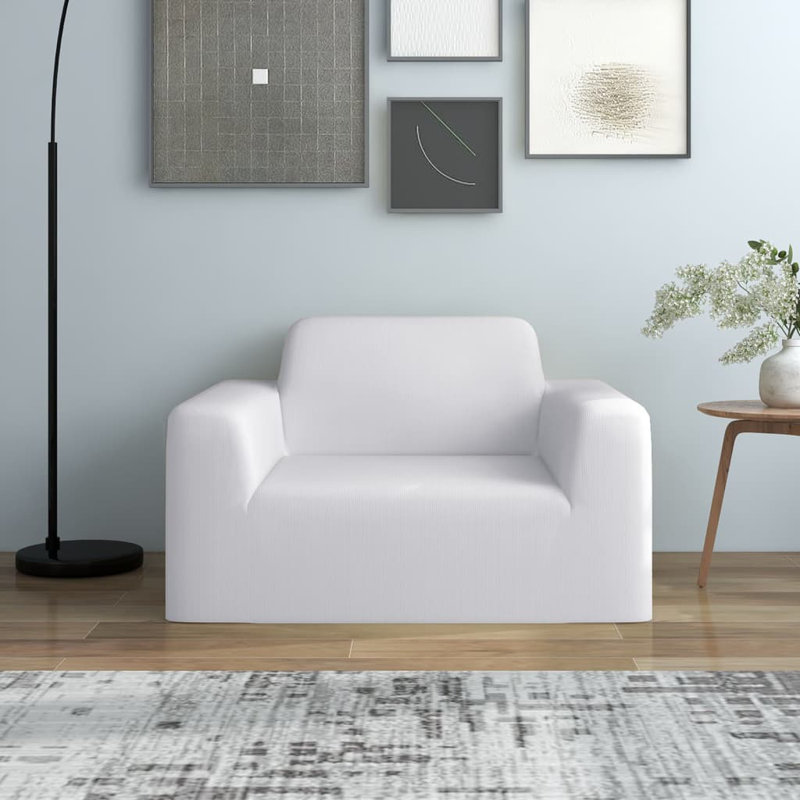 Box Cushion Armchair Slipcover, White