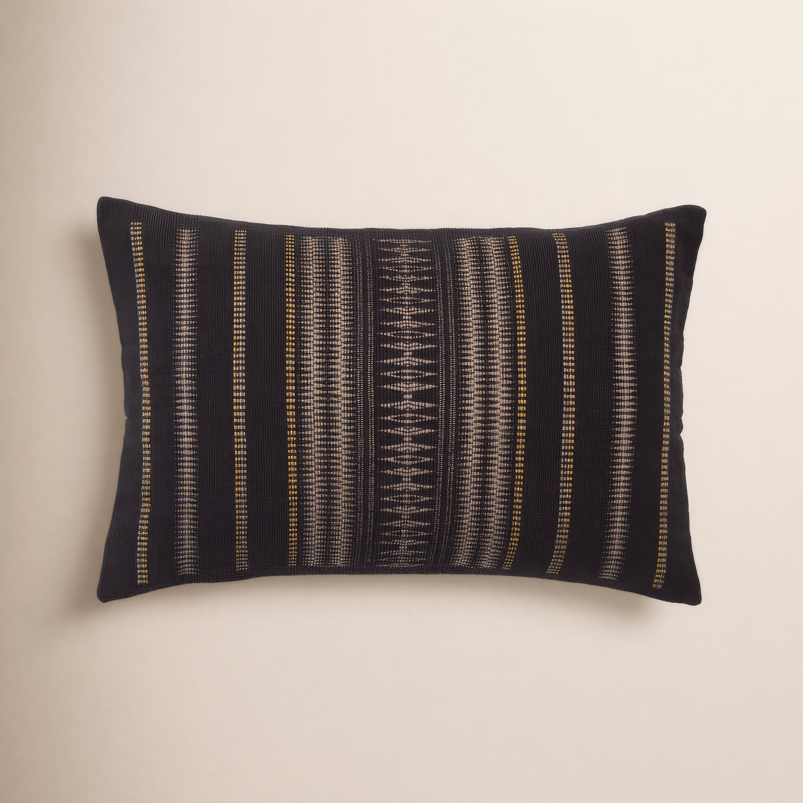 Taren 24" x 16" Embroidered Cotton Pillow Cover, Polyester/Polyfill, Striped 