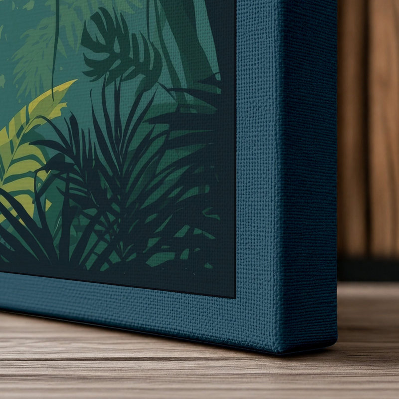 Jungle Paradise Tropical - Wrapped Canvas, 36x24 - 91.4 x 61.0 cm, Teal Border