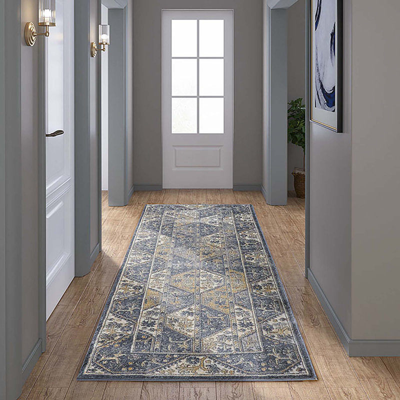 Tapis à motif de tuiles traditionnelles, Tapis de couloir 2 pi 7 po x 7 pi