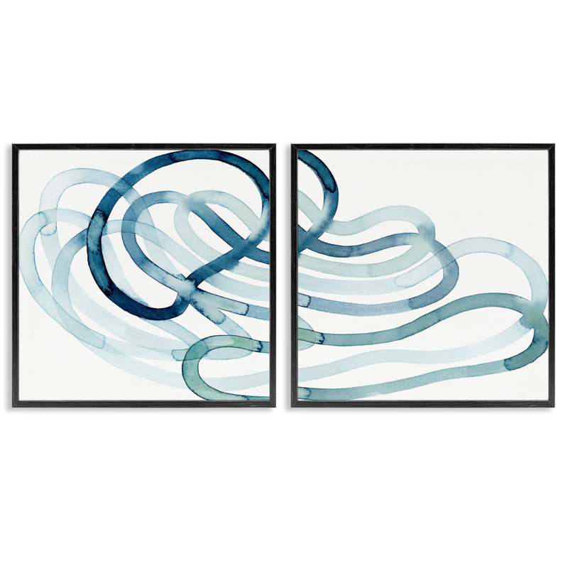Ensemble de 2 giclées par Live Organic Abstract Line par Grace Popp, Giclée encadrée noir minuit, H 17 po x l 17 po