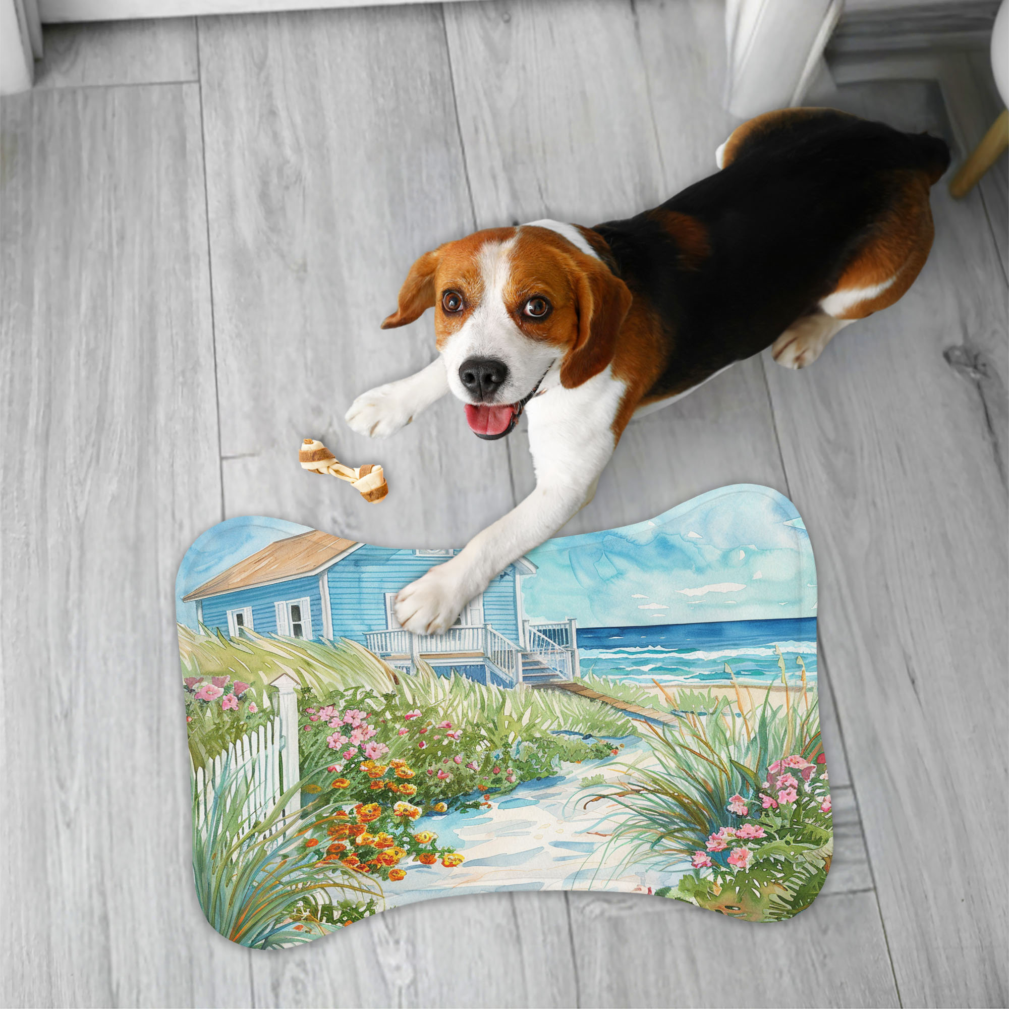 MentionedYou Pastel Beach Scenery - 1 Piece Bone Shape Feeding Mat | Wayfair, image size:2000x2000