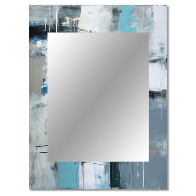 Serene Subtility In Abstract Light Blue - Abstract Painting Large Wall Mirror, Blue Unique Mirror, Printed Metal Art