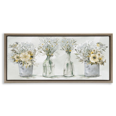Oiseaux chanteurs avec bouquets de fleurs