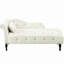 Méridienne en velours blanc avec boutons artistiques, garniture cloutée, pieds et coussin en bois massif-1934499967
