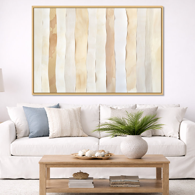 Art mural abstrait, vagues abstraites côtières, décor de toile océan, H 40 po x l 60 po, Cadre naturel flottant