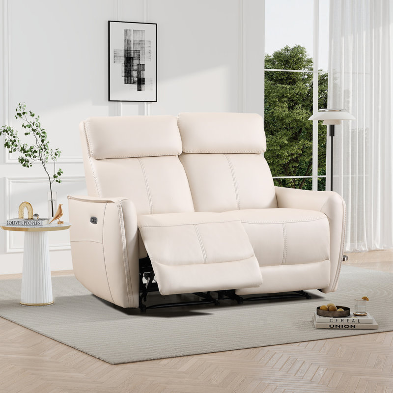 55.9" Wide Contemporary and Upholstered Soft Power Reclining Loveseat Sofa With USB Port
