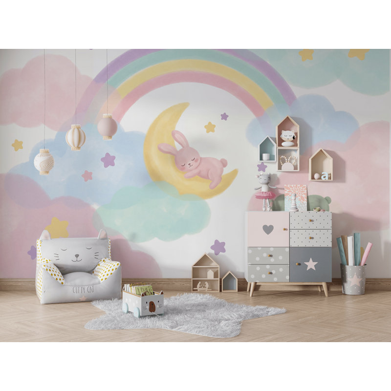 Décoration murale chambre d'enfant amovible fond blanc, 160 po x 108 po, Peler et coller
