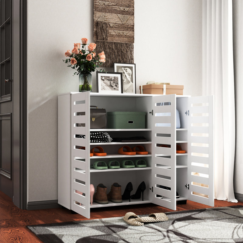 5 armoires à chaussures avec cloisons réglables pour le couloir et la ventilation du salon, Blanc