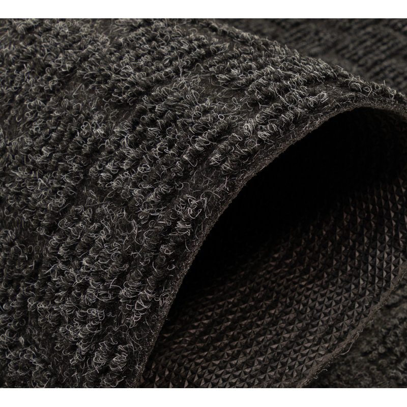 Tapis à poils durs d'intérieur / extérieur antidérapants à motif géométrique gris anthracite / noir