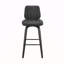 Tabouret de bar pivotant en similicuir gris et bois noir
