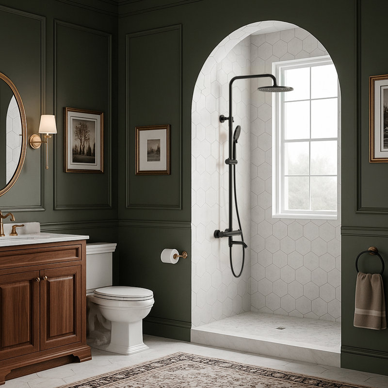 Thermostatic  Slide Bar Shower System, 10" Rainfall Shower Head with Handheld Shower, Matte Black