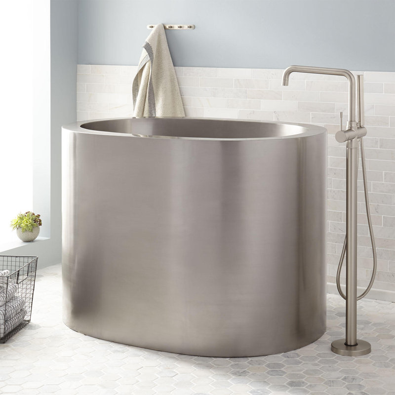 Baignoire de trempage japonaise 48 po en acier inoxydable Rakacha, Blanc