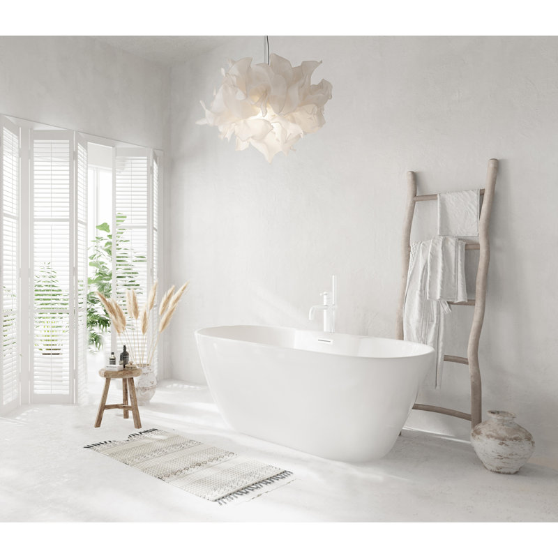 Baignoire 59 po en blanc brillant avec bordure 59 po, Blanc poli