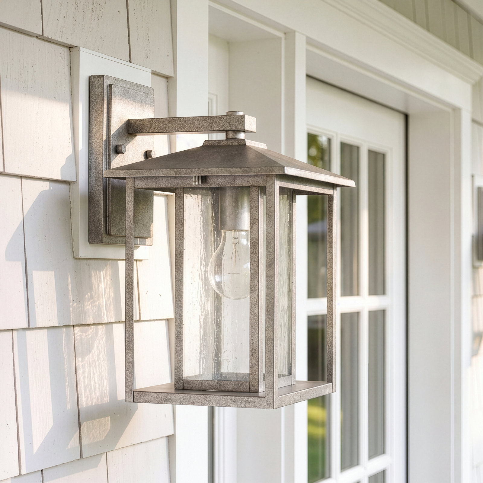 Vermont Single Light Outdoor Wall Light, 100W A19 Medium, 14" H x 9" W, Weathered Pewter