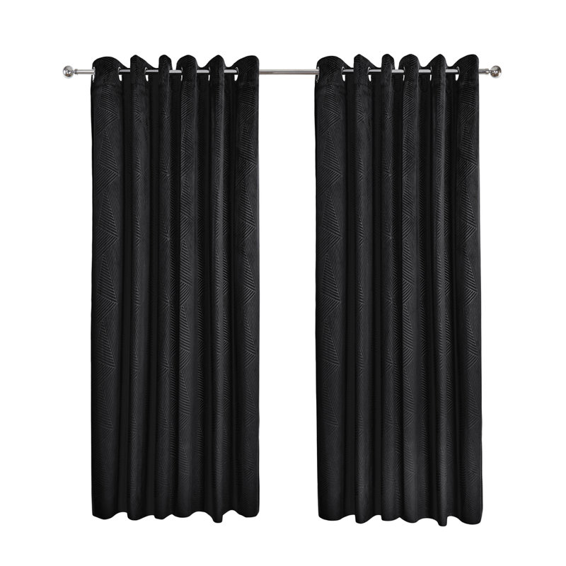 Blackout Curtain Panel Pair, 168cm Width x 228cm Drop, Black