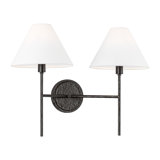 Chapman & Myers Ridgewood Bathroom Bedroom Wall Fixture With White Linen Shade