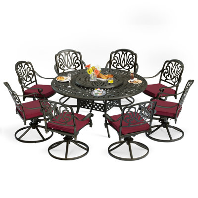 Round 8 - Person 61" L Outdoor Dining Set by Bloomsbury Market