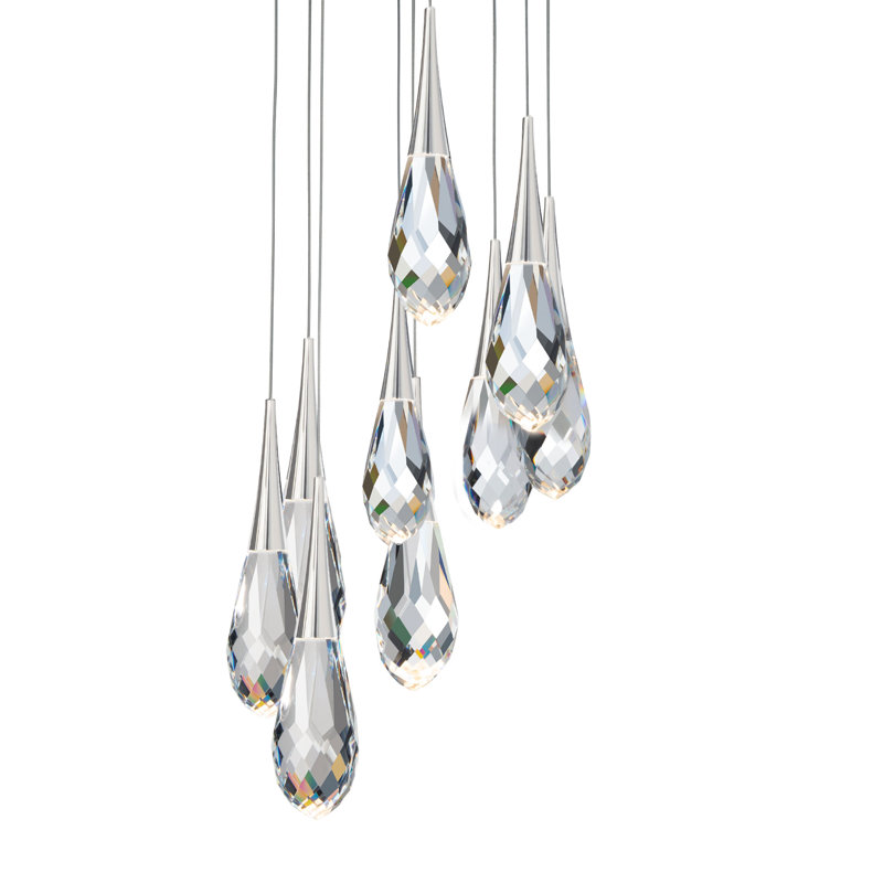 Hibiscus 9 - Light LED Pendant, Polished Nickel