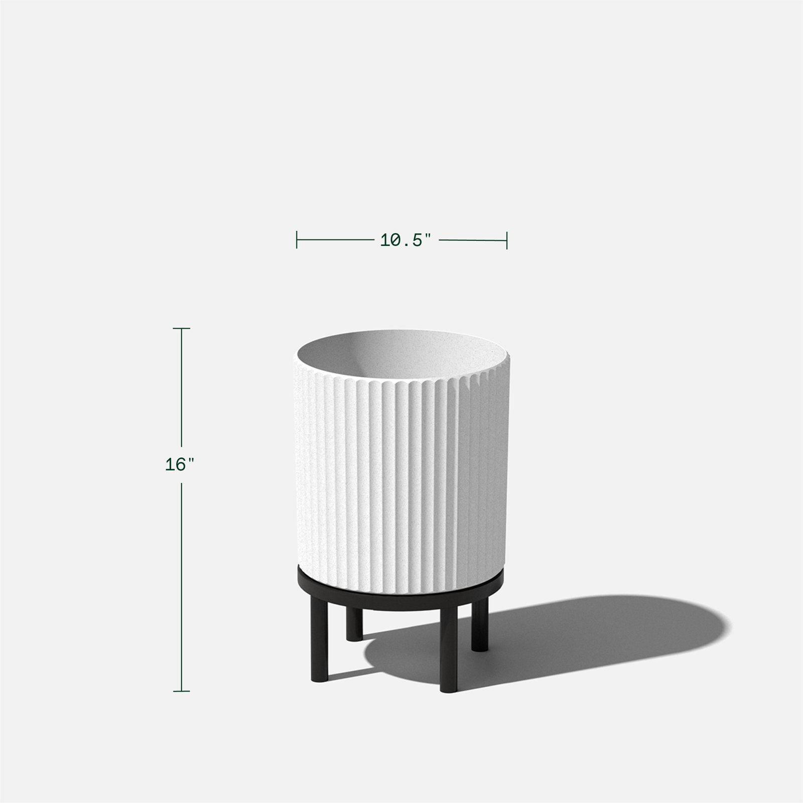 Demi Pot Planter, 1, White/Black, 16" H x 10.5" W x 10.5" D