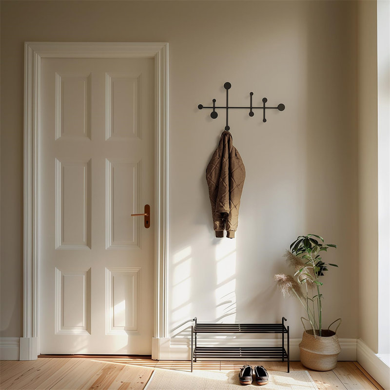 Derone Wall Mounted Coat Rack, Black
