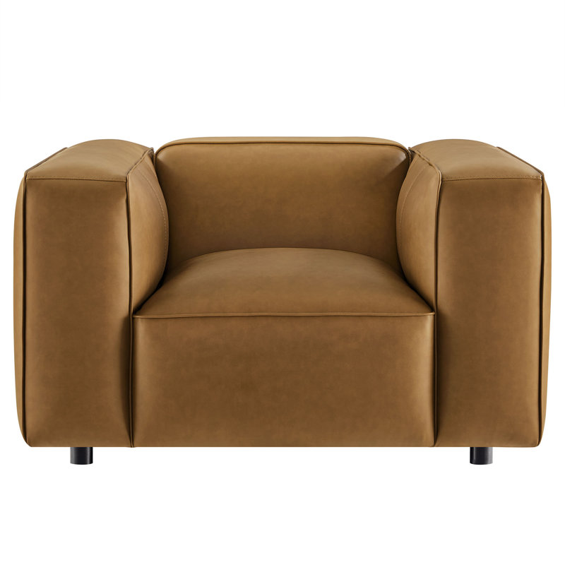 Fauteuil Auren, Cuir camel végétalien