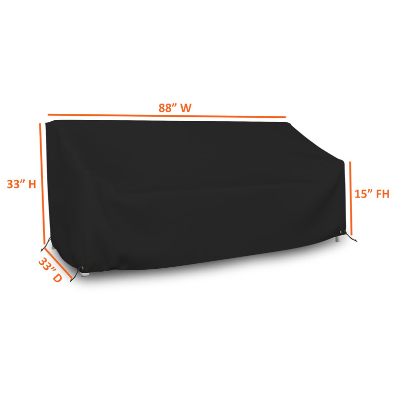 HeavyDuty Multipurpose Waterproof Outdoor Bench Cover, Patio Lounge 3-Seat Deep Bench Cover, Black, 33" H x 88" W x 33" D